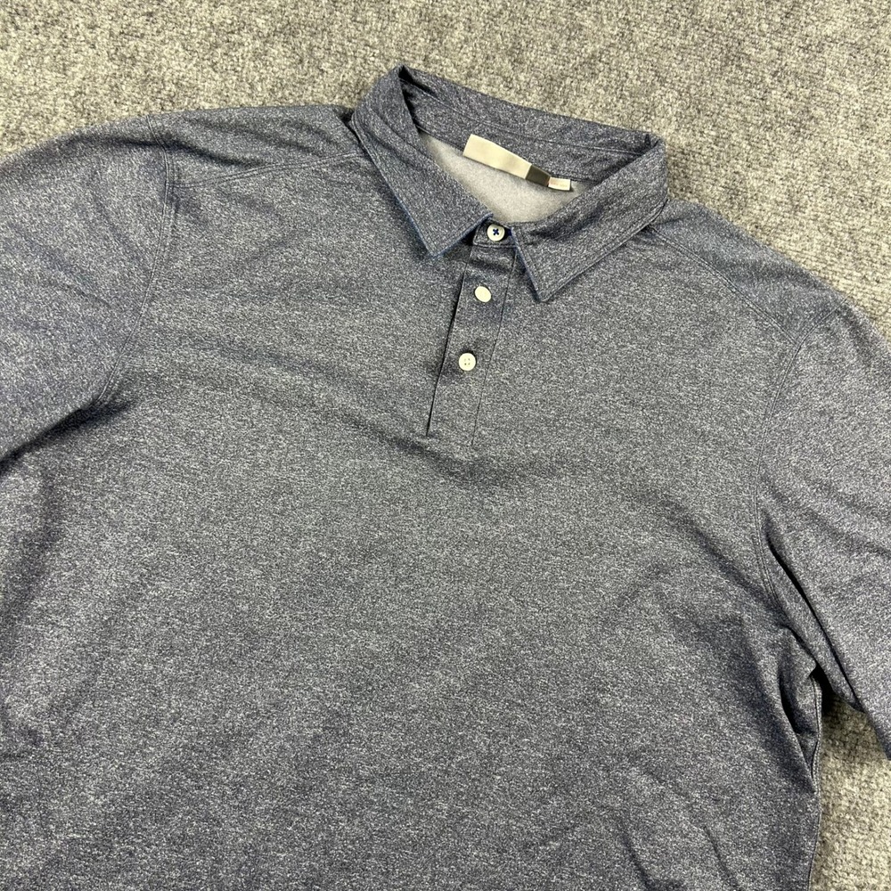 KJUS Polo Shirt Mens XL Blue Heathered Short Sleeve UPF 30 Golf Athletic Top